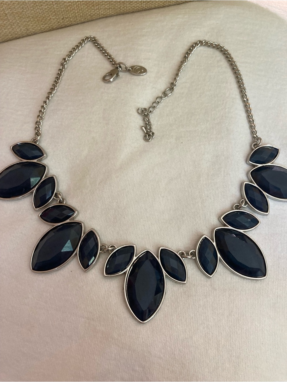 Navy Blue in Silver Tone Necklace